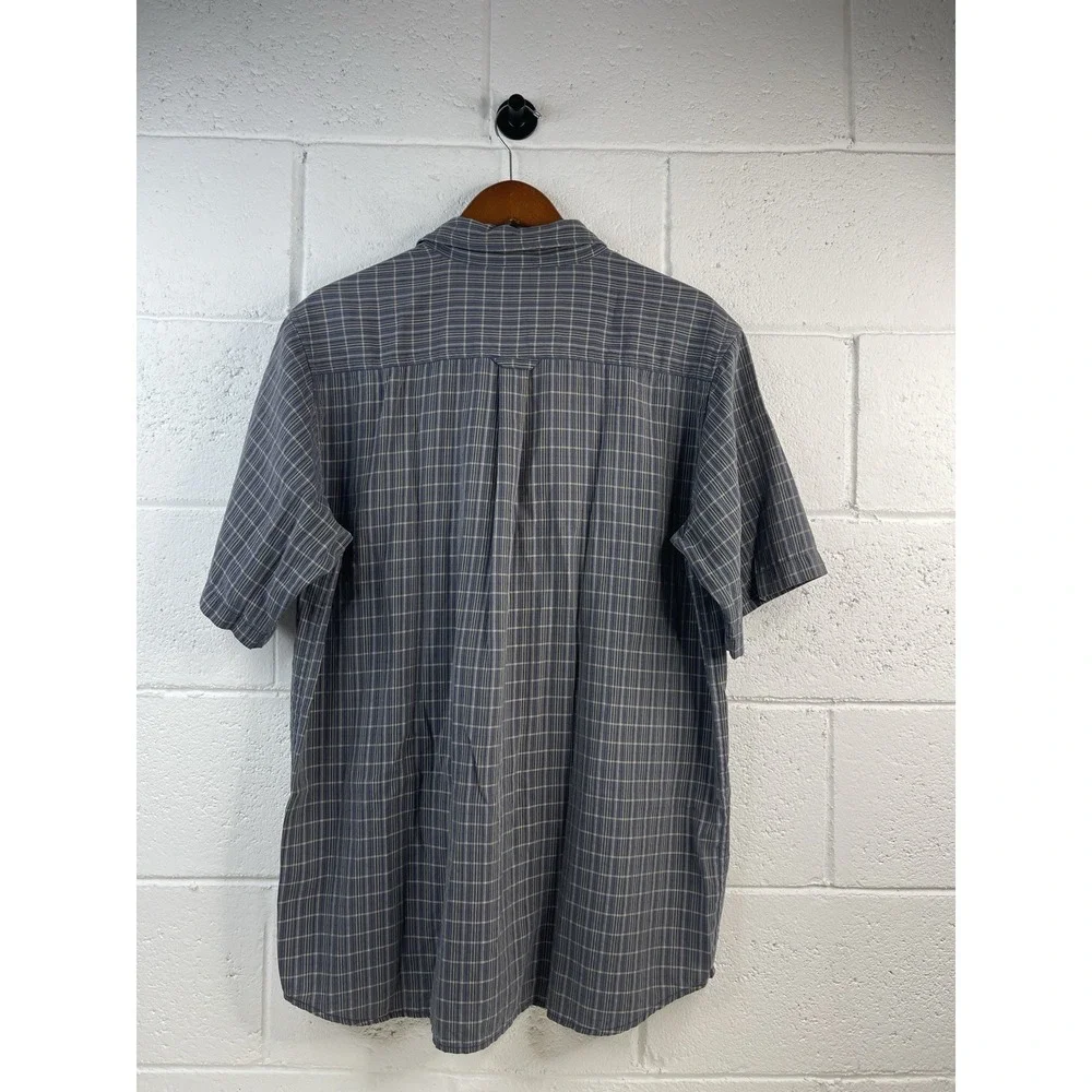 The North Face Men's Plaid Blue Casual Button‎ Down Short Sleeve Shirt Size XL